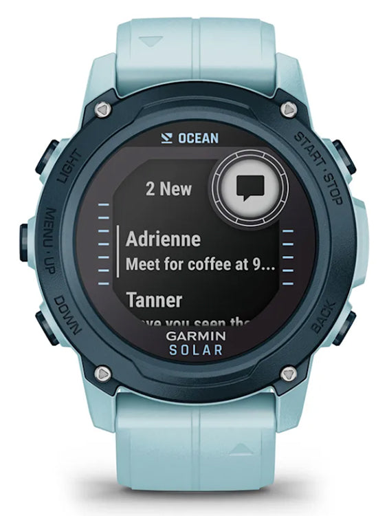 Garmin Descent G1 Solar Dive Computer Ocean Azure Messages