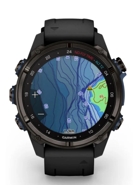 Garmin Descent Mk3i Carbon DLC Titanium Dive Computer Front Maps