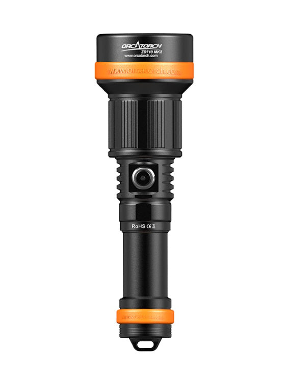 Orcatorch ZD710 MK2 Adjustable Beam 2700 Lumen Dive Torch Top