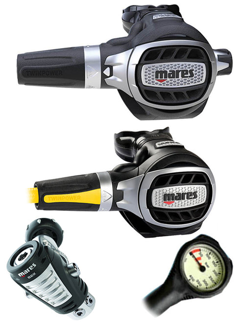 Mares Regulator Set: Ultra Adj 82X (DIN or Yoke) w/ Octopus Free Termo  Gauge